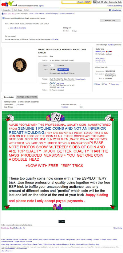 nil4003 eBay Listing Using our 2004 Gold Proof Pound Coin Photographs